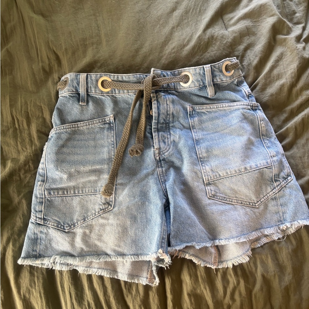 Free People Denim Shorts with Drawstring